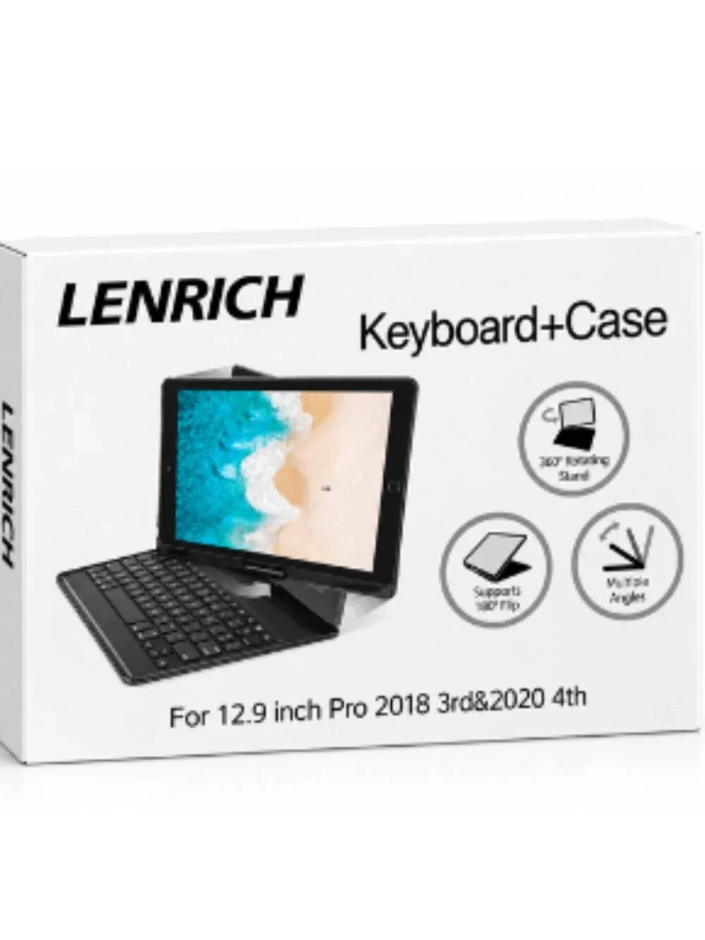 LENRICH iPad Pro 12.9 Keyboard Case 2018 3rd 2020 4th Gen Rose Gold 360